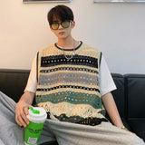 Advbridge Summer Sweater Vest Men Chic All-match Males Streetwear Beach Style Korean Fashion  Cozy Knitwear College Unisex Daily