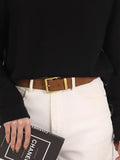 Advbridge Luxury Suede Cowhide Leather Belt for Women, Vintage Style with Gold Buckle, 3.3cm Wide Waistband for Dresses & Jeans