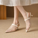 Advbridge 2024 New Fashion Women High Heeled Sandals Genuine Leather Hollowing Party Shoes Woman Kitten Heels Prom Pumps Office Shoes