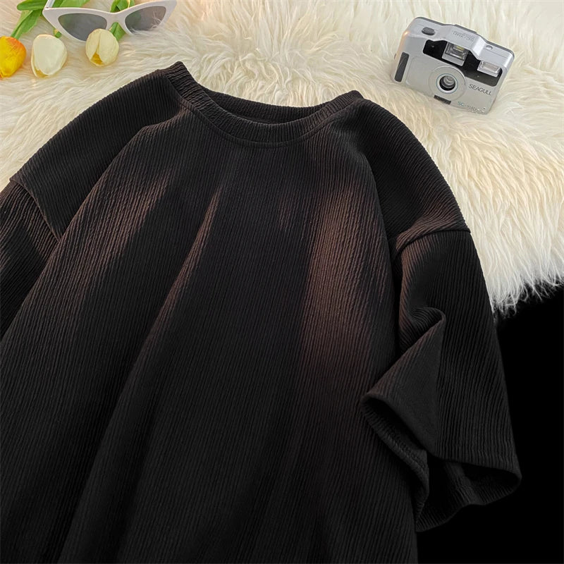 ADVBRIDGE  -  Men's Ice Silk Short Sleeve T-shirt Summer Thin Style Loose Fit Round Neck Quick Dry Sports Casual Half Sleeve Body Top Q42