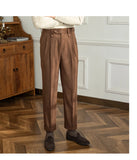 ADVBRIDGE  -  Autumn and Winter British Thick Casual Pants Commuter Straight High Waist Pants Japanese All-match Warm Pants for Men