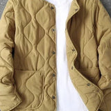 Advbridge Men‘s Wintern outfits Autumn Winter O-neck Quilted Jacket Men's Versatile  Green  Retro Thickened Coat Men Techwear Button Up Oversize Jacket Advbridge Men‘s Wintern outfits