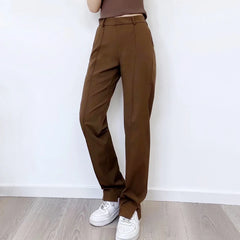 Advbridge -  Women Tailored Front Seam Suit Trousers With Stepped Hem Details Tailored Pants