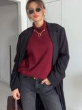 Advbridge 2024 Classic Burgundy Turtleneck Pullover Fashion Long Sleeve Loose Women's Sweater Female Autumn Winter New Commuting Knitwear