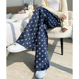 Advbridge 2024 NEW Letter Printed Casual Pants For Women's Autumn And Winter New Elastic High Waisted Woven Belt Straight Tube Pants