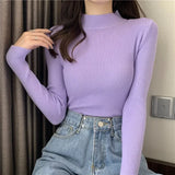 Advbridge Women Sweater Pullover Autumn Winter Knitted Half High Collar Long Sleeve Slim Jumper Tops 2025 Casual Shirts Soft Warm Clothing