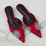 ADVBRIDGE  -  Fashion Bling Rhinestone Decoration Slide Sandals Women Sexy Pointed Toe Comfort Slippers Deluxe Designer Mules Loafers Footwear