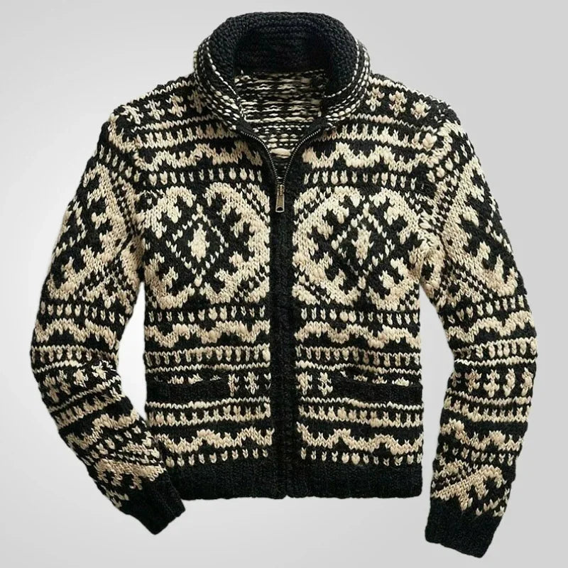 Advbridge Men‘s Wintern outfits Men's Cardigan Sweater Autumn and Winter Men's Jacquard Knitted Jacket Lapel Long Sleeved Jacket Casual Fashion Sweater Advbridge Men‘s Wintern outfits