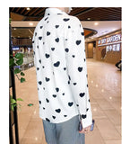 ADVBRIDGE  -  Love Pattern Long-sleeved Shirt Men's Fashionable Casual Drooping Free-iron Ice Silk Shirt Thin