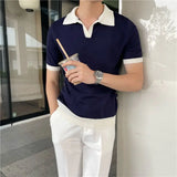 Advbridge Summer Lapel Breathable Short Sleeve Temperament Men's Clothing Slim Korean Version Solid Color Trend Knitted POLO Shirt