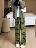 Advbridge Vintage Plaid Brushed Pants Women Korean Dongdaemun 2023 Winter Thick Harajuku Pants Checked Loose Casual Fleeced Trousers