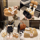 Advbridge Cute Cat Paw Cotton Snow Boots Shoes With Winter Velvet Thick Sole Indoor Outdoor Shoes ForWarm Round Toe Ankle Boots
