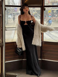 Advbridge Sexy Hollow Out Satin Sling Dress Women Elegant Backless Sleeveless Lace Up Female Party Dresses 2024 Summer Lady Solid Robes
