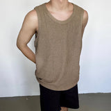 Advbridge Summer Men's Leisure Knit Tank Tops Casual Sleeveless Streetwear Sexy Solid Color Breathable Fashion Retro Loose Inner Clothes