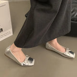 Advbridge 2024Women Spring Shoes Square Toe Boat  Bow Ballet Flats Velvet Slip on Flat  for Female