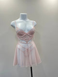 ADVBRIDGE  -  See Through Nightgowns Sexy Lingerie Sleep Dress Women Nightwear Small Half Cup Underwire Push Up 3/4 Cup Mesh Nightdress