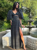 Advbridge Vintage Polka Dots Printed 2 Pcs Set Women 2024 Summer Matching Set Maxi Skirt Beach Dress Set New Outfits Holiday Robe