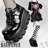 Advbridge Original Punk Love Cross Y2K Thick Sole Shoes Japanese Sweet Lolita Girl PU Single Shoe