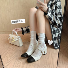 Advbridge spring women pumps natural leather 22-24.5cm length sheepskin+pigskin full leather round toe mixed colors Mary Jane shoes