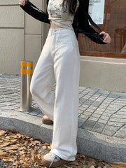 Advbridge White Wide Leg Jeans Women High Waist Office Lady Loose Casual Trousers 90s Vintage Streetwear Baggy Korean Fashion Pants