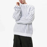 Advbridge Autumn Men's Luxury Striped Knit Pullover Sweater Long Sleeve Casual Streetwear Loose Stylish Leisure Korean Popular Knitwear