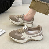 ADVBRIDGE  -  Tennis Shoes Women's Thick Soled Casual Sports Shoes Breathable Super Soft Cute Retro Crawling Shoes Fashionable Solid Color