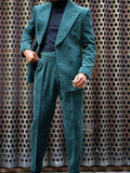 Advbridge Men's Corduroy Suit Double Breasted Gun Lapel 2 Piece Jacket + Pants Best Party Casual Men's Wedding Outfit Full Suit