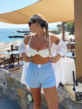 Advbridge Stripes Crop Top+shirt 2 Pcs Outfits Women Casual Summer Autumn Casual Set Blue Matching Set Shorts Set Female Suit