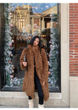 Advbridge Winter Long Loose Casual Soft Thick Warm Fluffy Black Faux Fur Coat Women Stand Collar Hairy Furry Fuzzy Overcoat