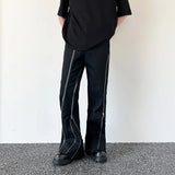 Advbridge Panelled Pants Men Straight Patchwork Ripped Ankle Length Vintage Stylish Hipster Chic High Street Japanese Style Retro Fashion