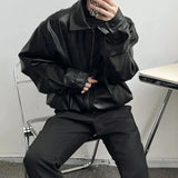 Advbridge Mens Autumn And Winter Retro Leather Casual Loose Short Leather Jacket Men'S Handsome And Elegant British Jacket Tops