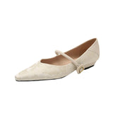 ADVBRIDGE  -  Women's Low Heeled Shoes New Chinese Style Shallow Mouth Flat-soled Single Shoes New High-end Satin Retro Pointed Women's Shoes