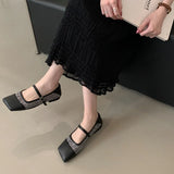 ADVBRIDGE  -  Silver Flat Shoes Ladies Pumps Spring Square Toe Mary Janes Women White Lazy Flats Comfortable Zapatos De Mujer Ofertas