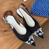 ADVBRIDGE  -  Satin Luxury Pointed Toe Mules Women Slides Butterfly-Knot Shallow Elegant Dress Shoes 2025 Summer Slingback Sandals Ladies
