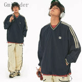 Advbridge Men‘s Wintern outfits American Retro V-neck Sweatshirt Webbing Raglan Sleeves Couple Long Sleeve Shirt for Men Women Autumn Sports Wear Jacket Tops