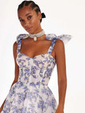 Advbridge Summer Fashion Floral Printed Dress Woman Strap Off-Shoulder Sundress Elegant Party Vestidos Holiday Beach Dresses Oversized
