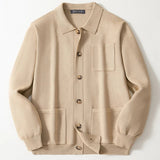 Advbridge Winter Men's Knit Cardigan Jacket Luxury Button-Down Sweater Casual Long Sleeve Lapel Solid Color Streetwear Korean Pocket Coat