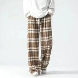Advbridge Loose Lazy Plaid Velvet Joggers Pants Men Streetwear Oversized Pants Y2k Fashion Casual Hop Hop Elastic Wasit Straight Trousers