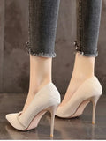 ADVBRIDGE  -  Pure Desire Elegant High Heels Shoes Female Sequin Pointy Fariy Thin Heel Women Shoes Rhinestone Wedding Shoes Korea New Summer