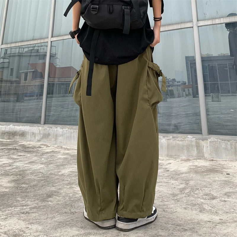 Advbridge  -  Women's Elastic Waist Loose Casual Thin Cargo Pants Hip Hop Street Unisex Style Female High Waist Straight Wide Leg Trousers