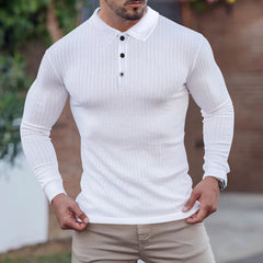 Advbridge New Men Clothing Casual Gym Long Sleeve Button Pullover Top Male Fashion Men Autumn Shirts Solid Texture Slim Polos Shirt