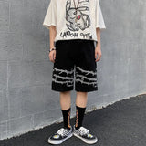 Advbridge Mens Casual Shorts Summer Hip-Hop Street Harajuku Style Personalized Print Simple Sports Shorts Boys Loose Straight Pants