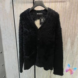 Advbridge Winter High Street Warm Cashmere Jacket Black Skull Print V-neck Ribbon Button Cardigan MMJ Coats Men Women Sweater