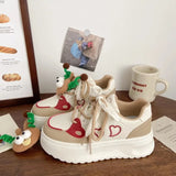 ADVBRIDGE  -  Sweet Platform Sports Shoes Woman Korean Style Kawaii Pink Women Sneakers Autumn Casual Versatile Low-top Women Shoes