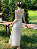 Advbridge Summer Hollow Out Womens Dresses French Style Spaghetti Strap Sleeveless Birthday Party Dress Korean Spring Casual Vestidos New