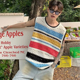 Advbridge Sweater Vest Men Harajuku Fashion Simple Popular Summer Hollow Out All-match Streetwear Japanese Style Striped Knitwear Hip Hop