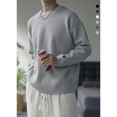 ADVBRIDGE Autumn Mens Round Neck Sweater Winter Warm Solid Color Loose Casual Pullover Sweaters Men Clothing Thick Collar Knitwear D77