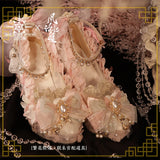 Advbridge Kawaii Princess Cos Shoes Flower Wedding Round Toe High Heels Lolita Flower Fairy Shoes Lolita Halloween for Women Girls Gifts