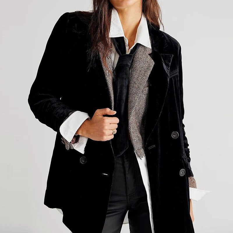 Advbridge New Fashion Long Sleeve Women Solid  Jackets Temperament Bright Velvet Blazer Coats Autumn Elegant Lapel Button Slim Cardigan