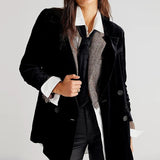Advbridge New Fashion Long Sleeve Women Solid  Jackets Temperament Bright Velvet Blazer Coats Autumn Elegant Lapel Button Slim Cardigan